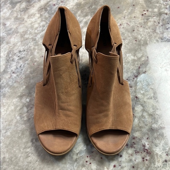 Susina Shoes - Susina Tan Leather Open-Toe Block Heel Sandals 8.5